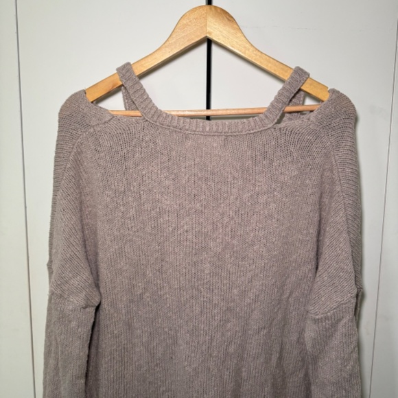 If It Were Me Sweater Women's LG Tan Boho Off Shoulder Relaxed Midweight - Picture 5 of 5